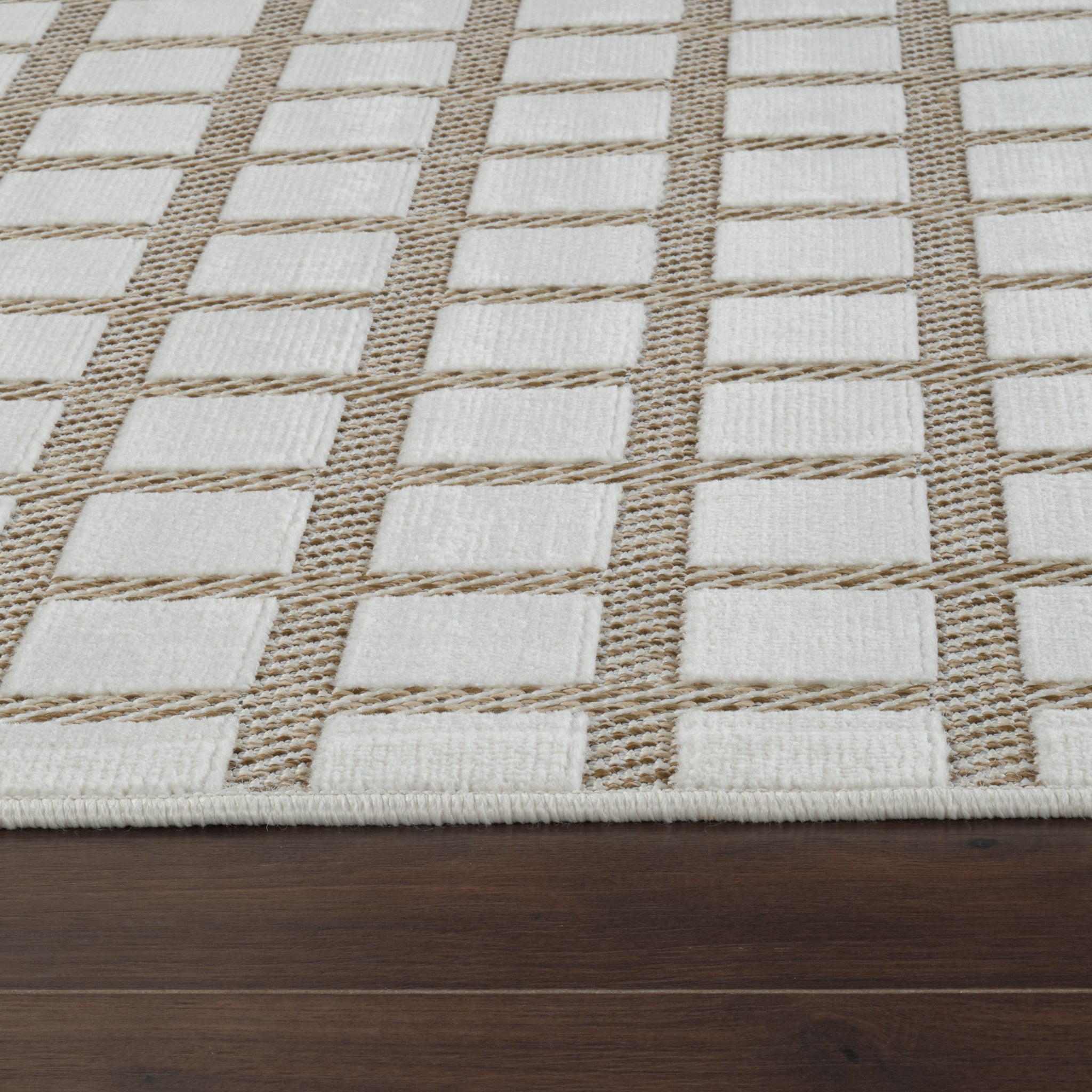 Aurora Beige Modern Rug – Geometric Grid Design