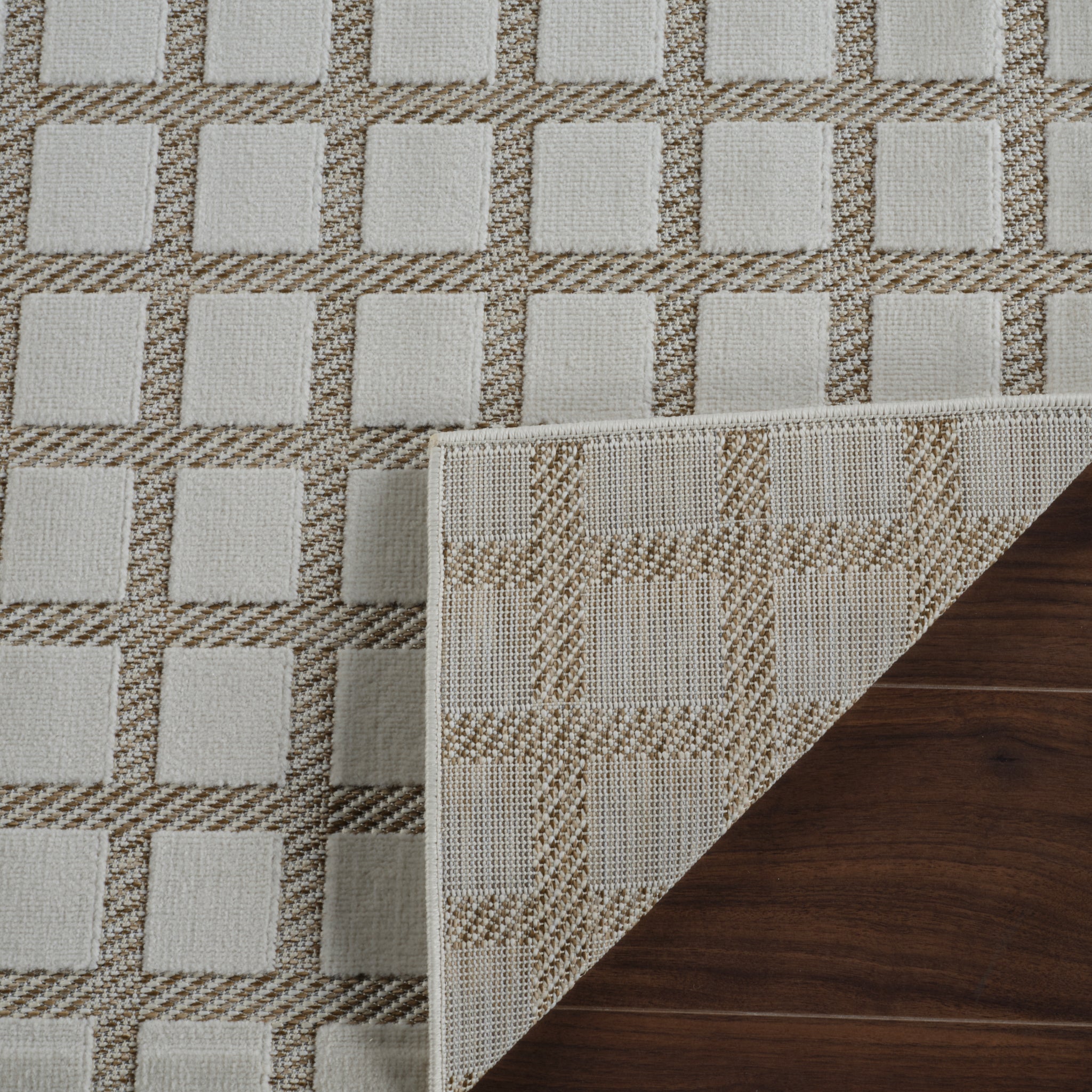Aurora Beige Modern Rug – Geometric Grid Design