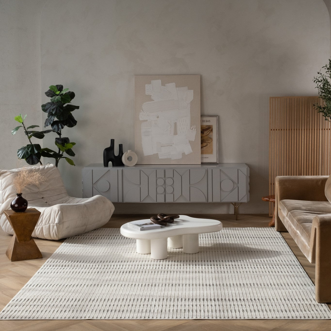 Aurora Cream Modern Abstract Rug