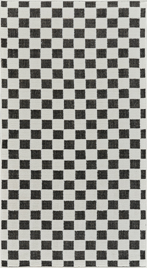 Aurora Black Checkered Rug