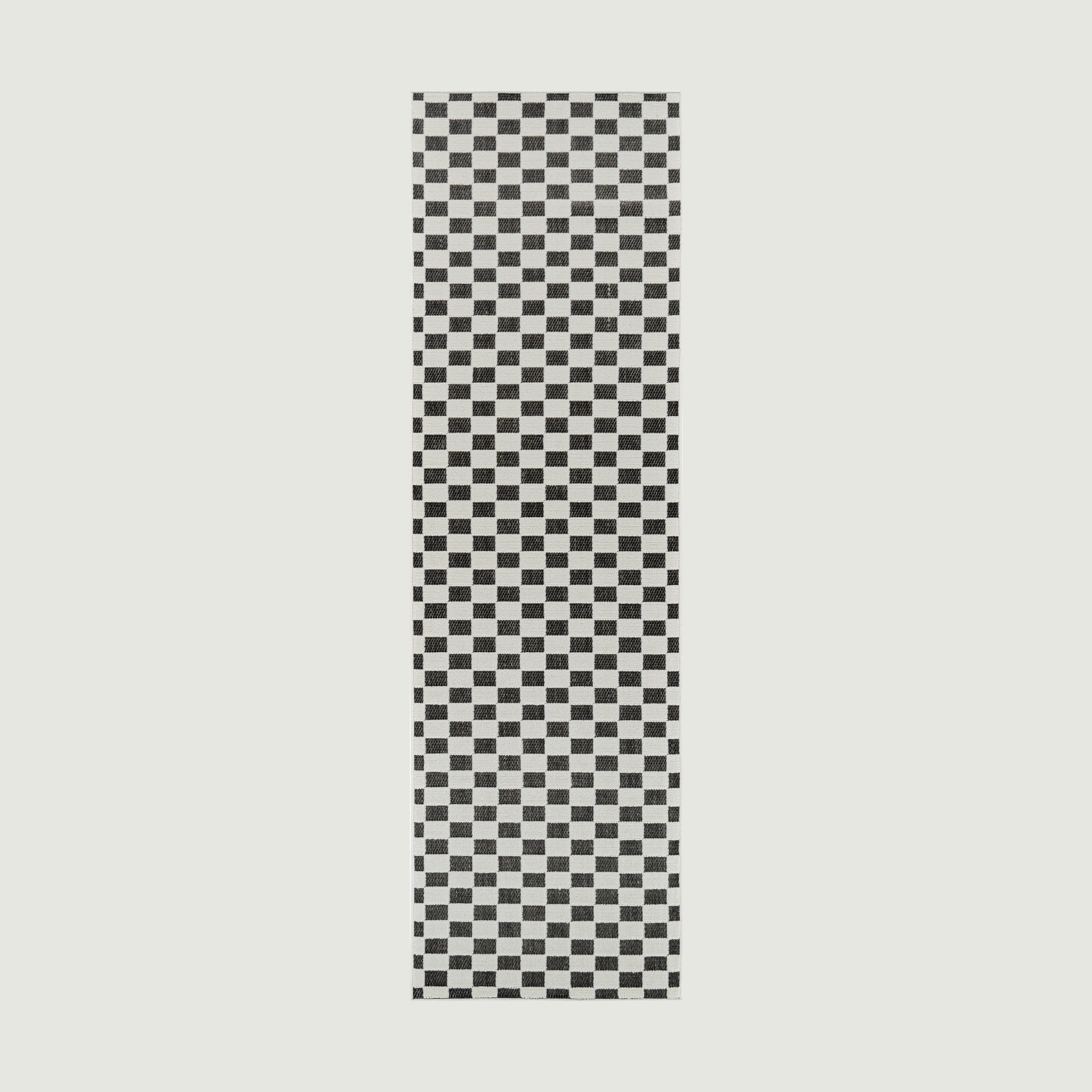 Aurora Black Checkered Rug