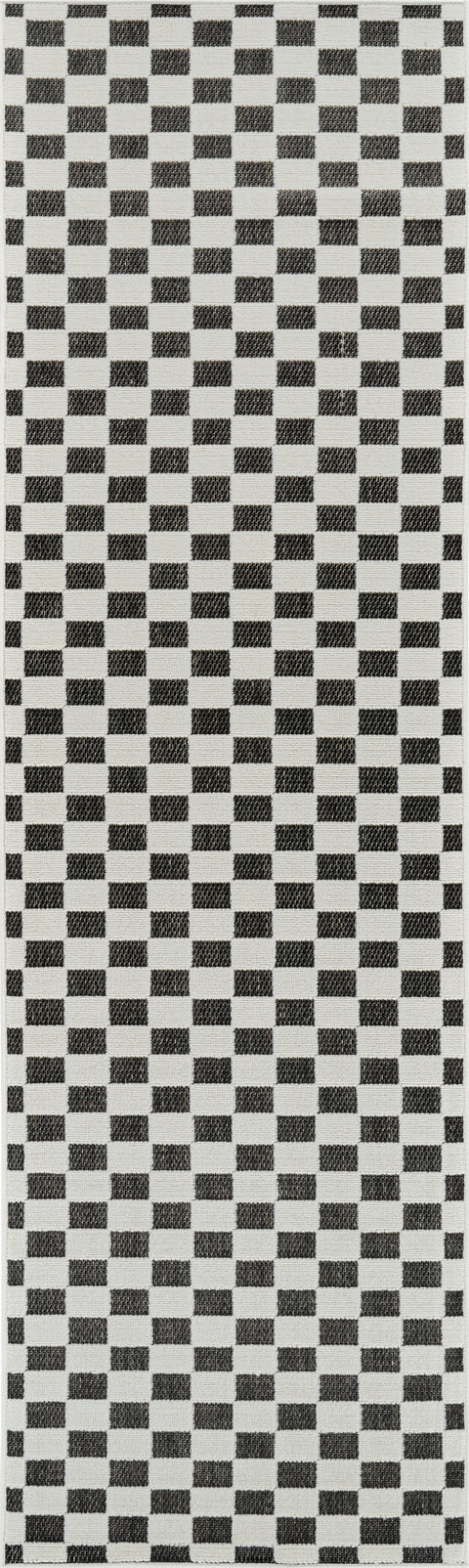 Aurora Black Checkered Rug