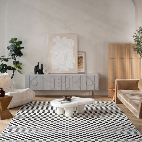 Aurora Black Checkered Rug