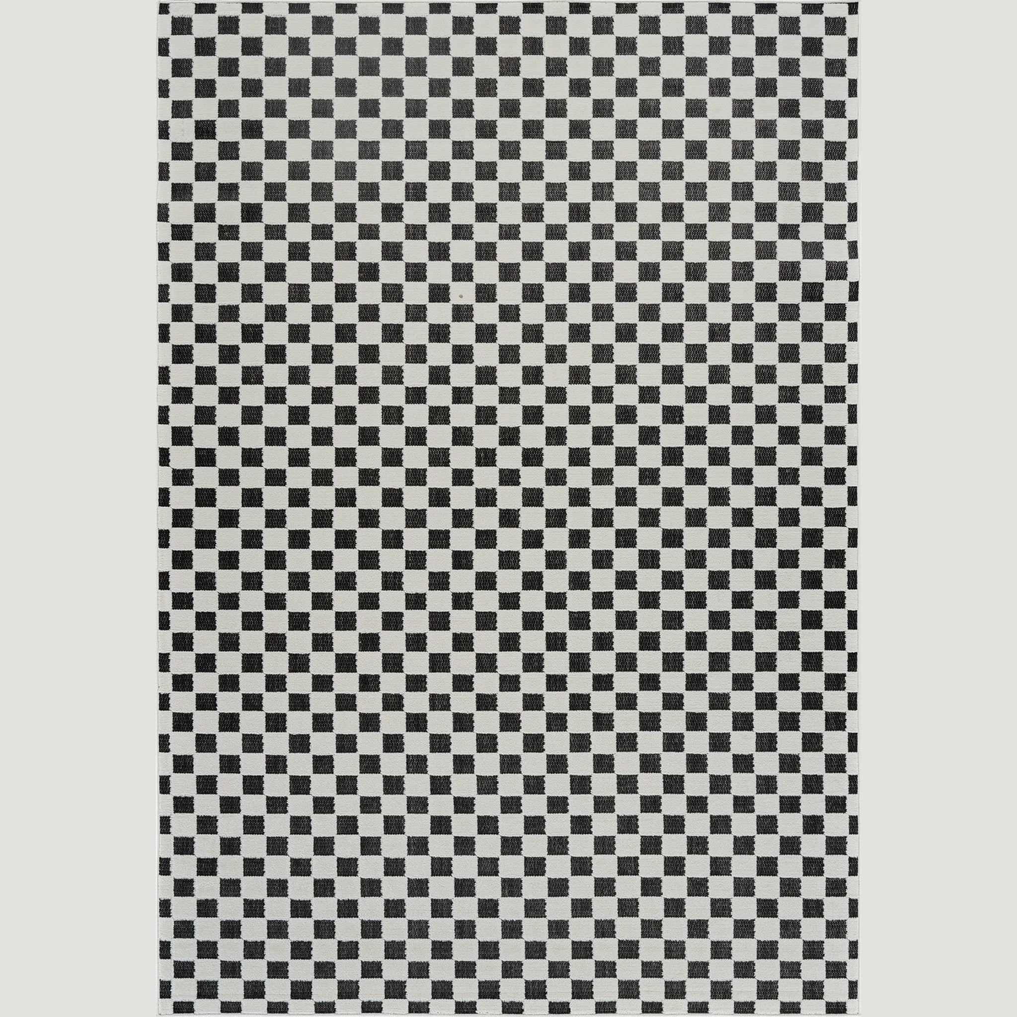 Aurora Black Checkered Rug