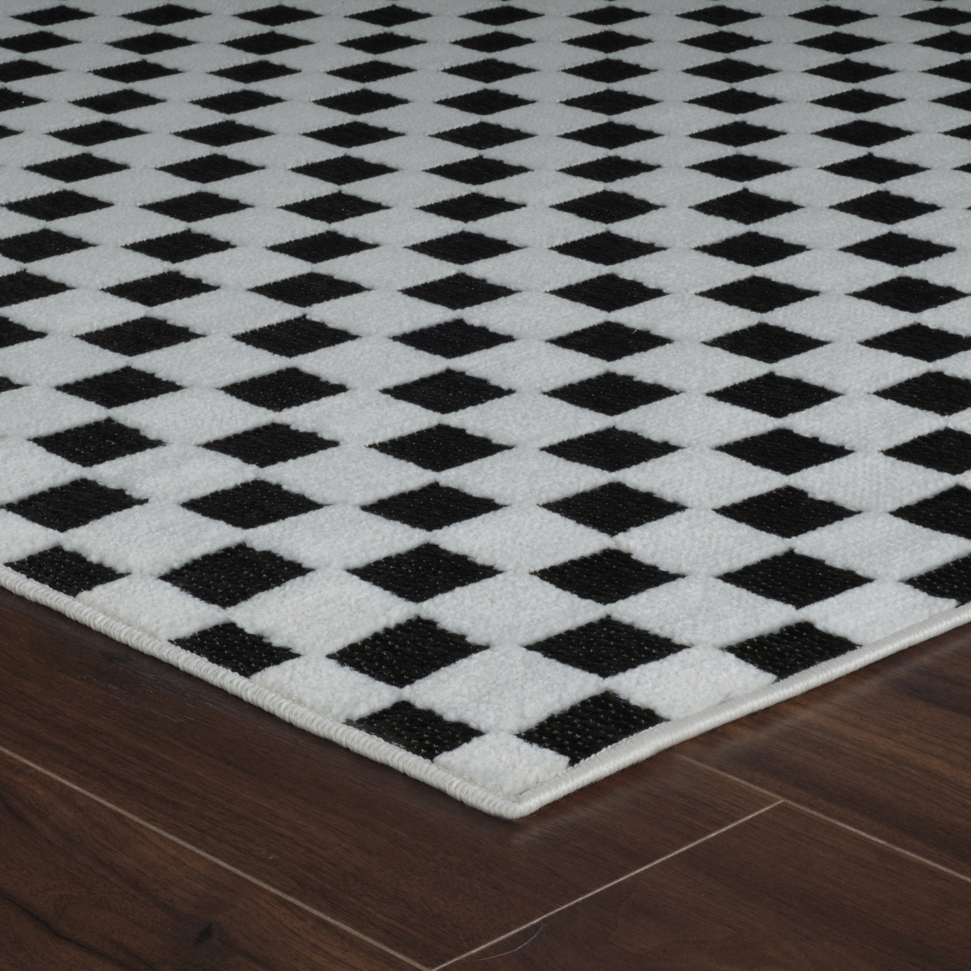 Aurora Black Checkered Rug