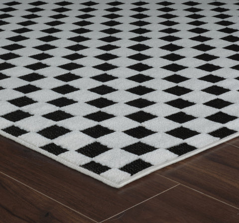 Aurora Black Checkered Rug