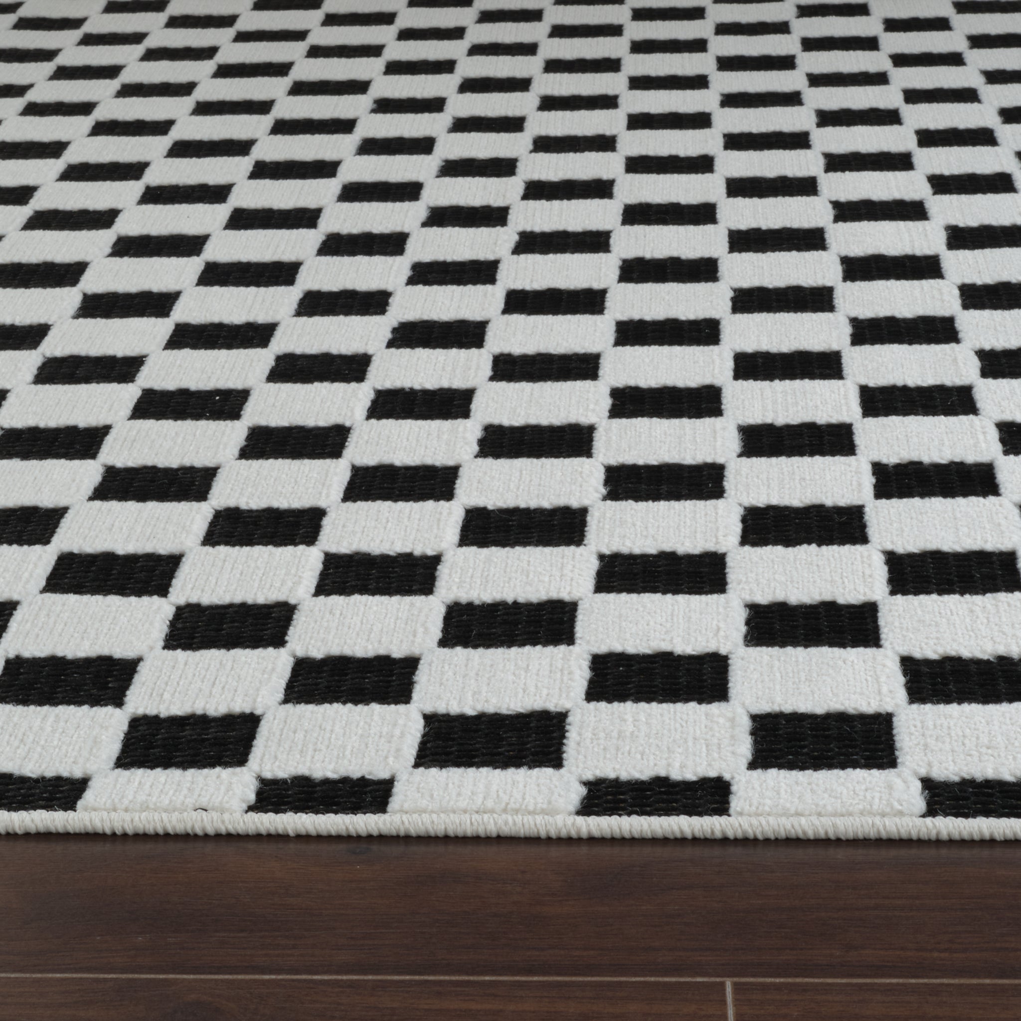 Aurora Black Checkered Rug