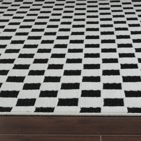 Aurora Black Checkered Rug