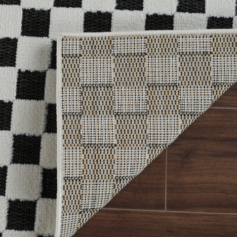 Aurora Black Checkered Rug