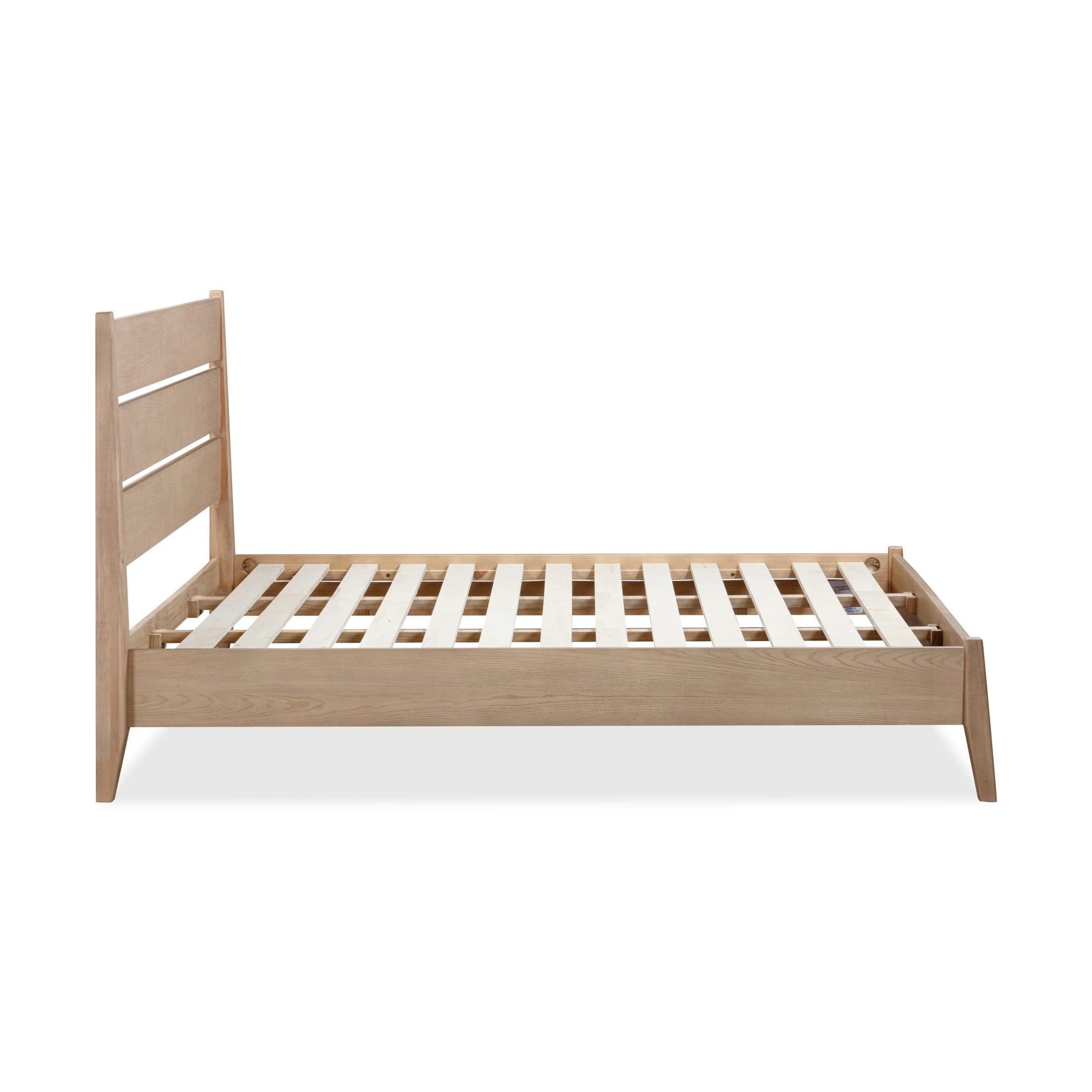 Sumire Slatted Ash Wood Platform Queen Bed in Ginger