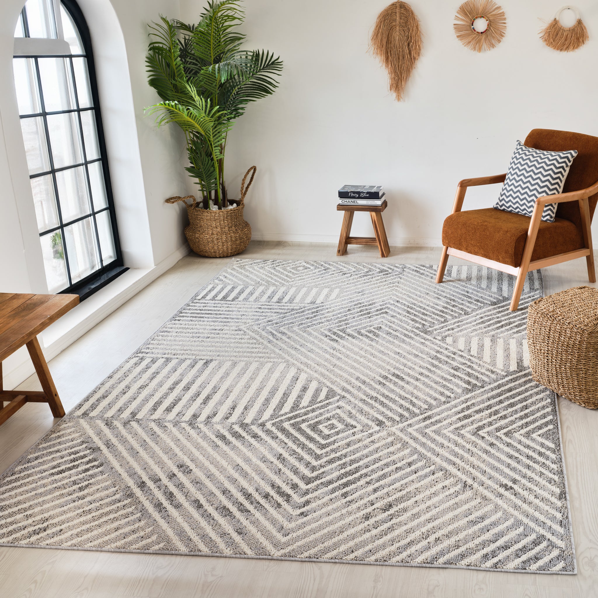 Bali Cream Geometric Area Rug