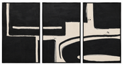Black Velvet Hand-Painted Framed Triptych Canvas Wall Art