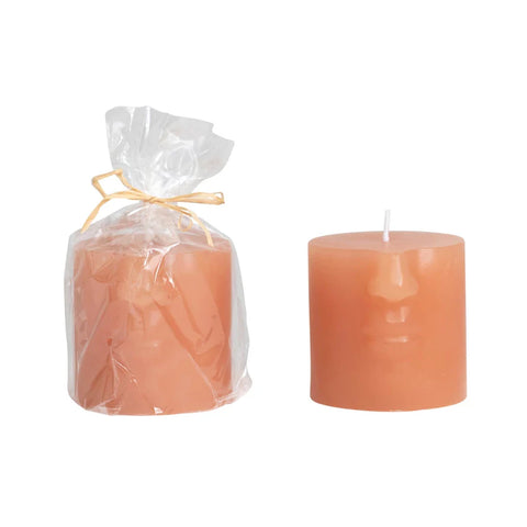 Unscented Face Pillar Candle - Small