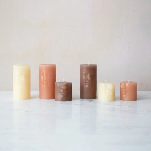 Unscented Face Pillar Candle - Small