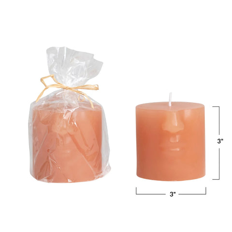 Unscented Face Pillar Candle - Small