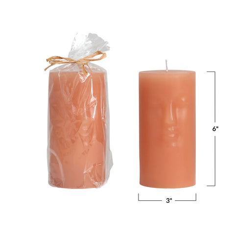 Unscented Face Pillar Candle - Large