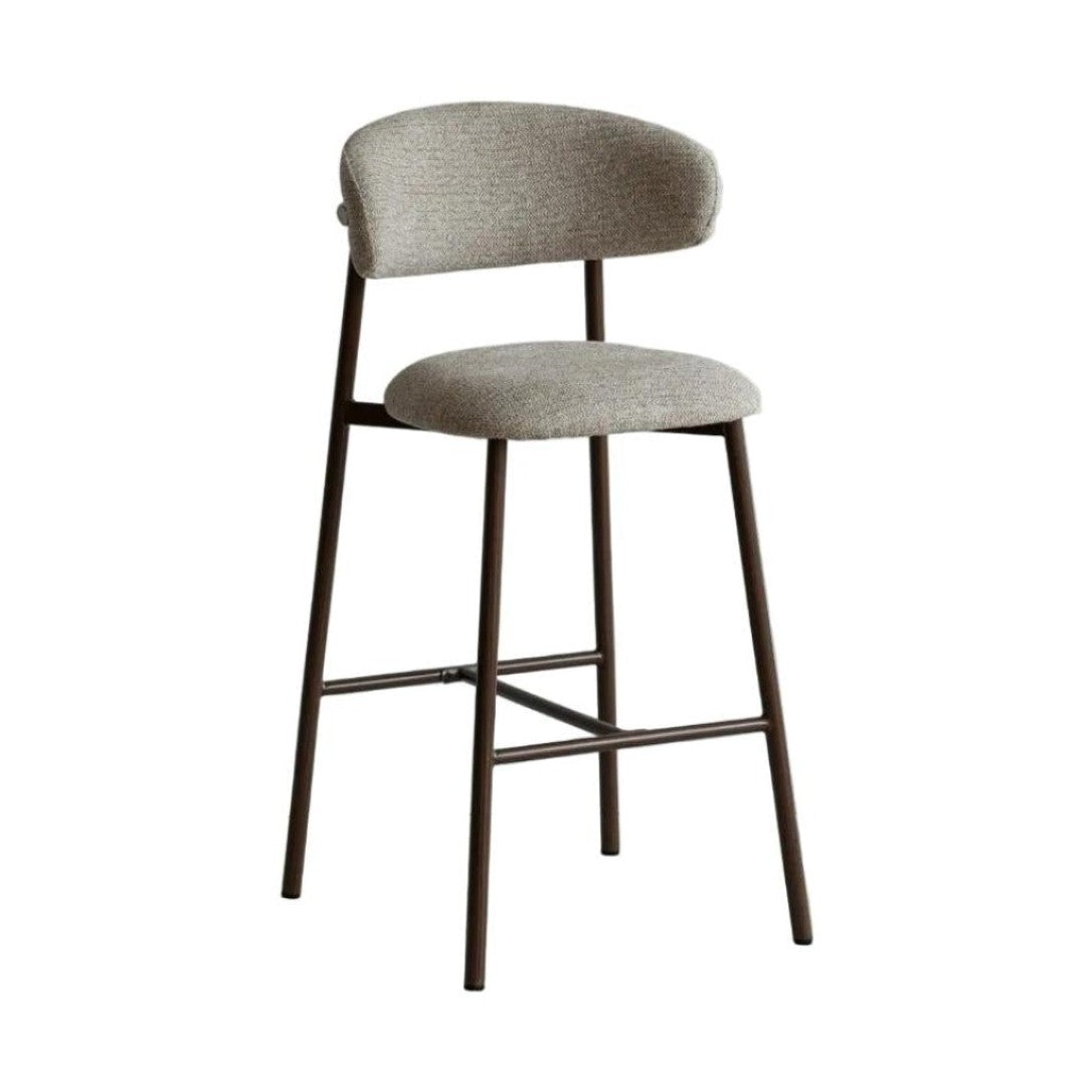 Draco Upholstered Bar Stool with Walnut Metal Legs
