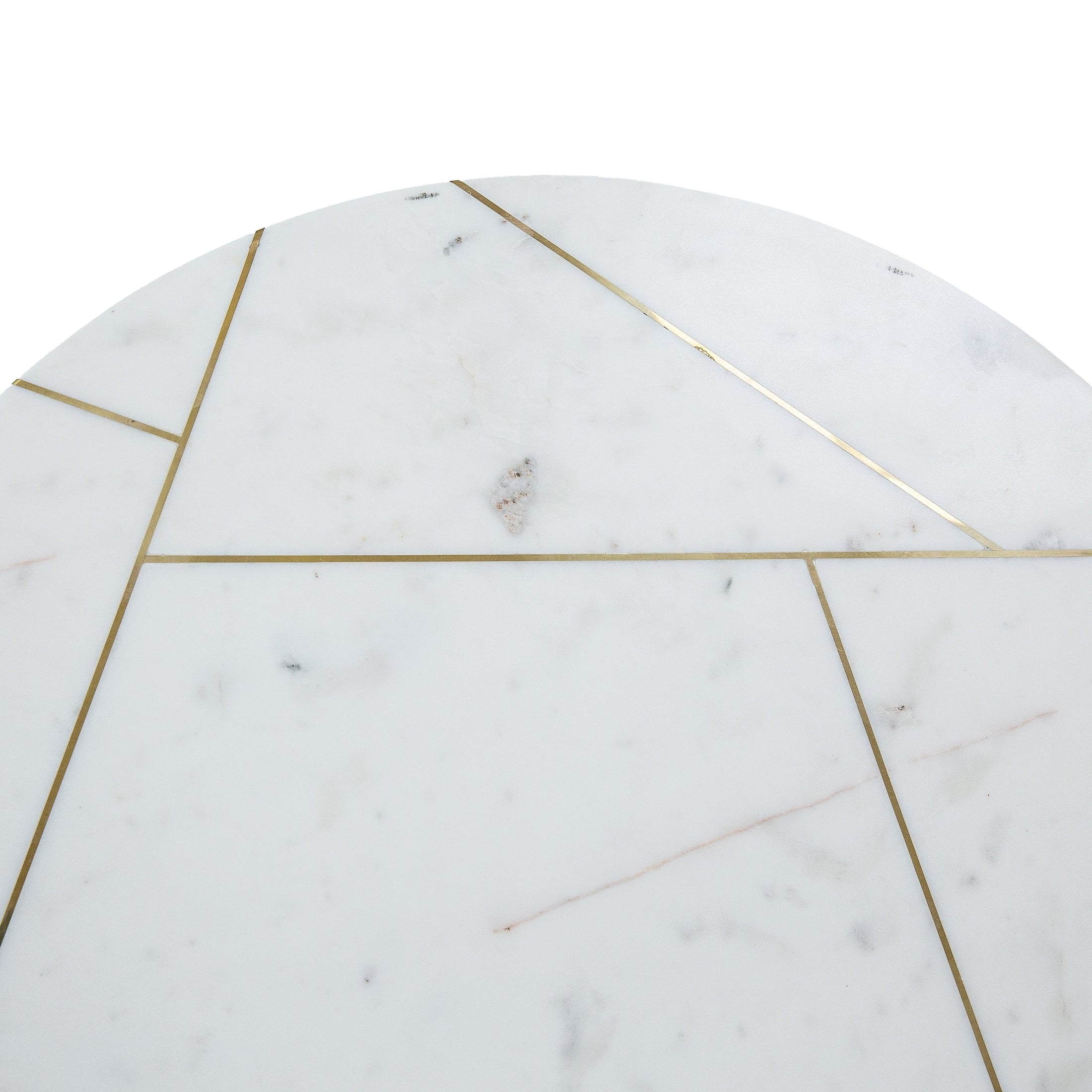 Katya Gold Round Marble Coffee Table Wire Metal Base