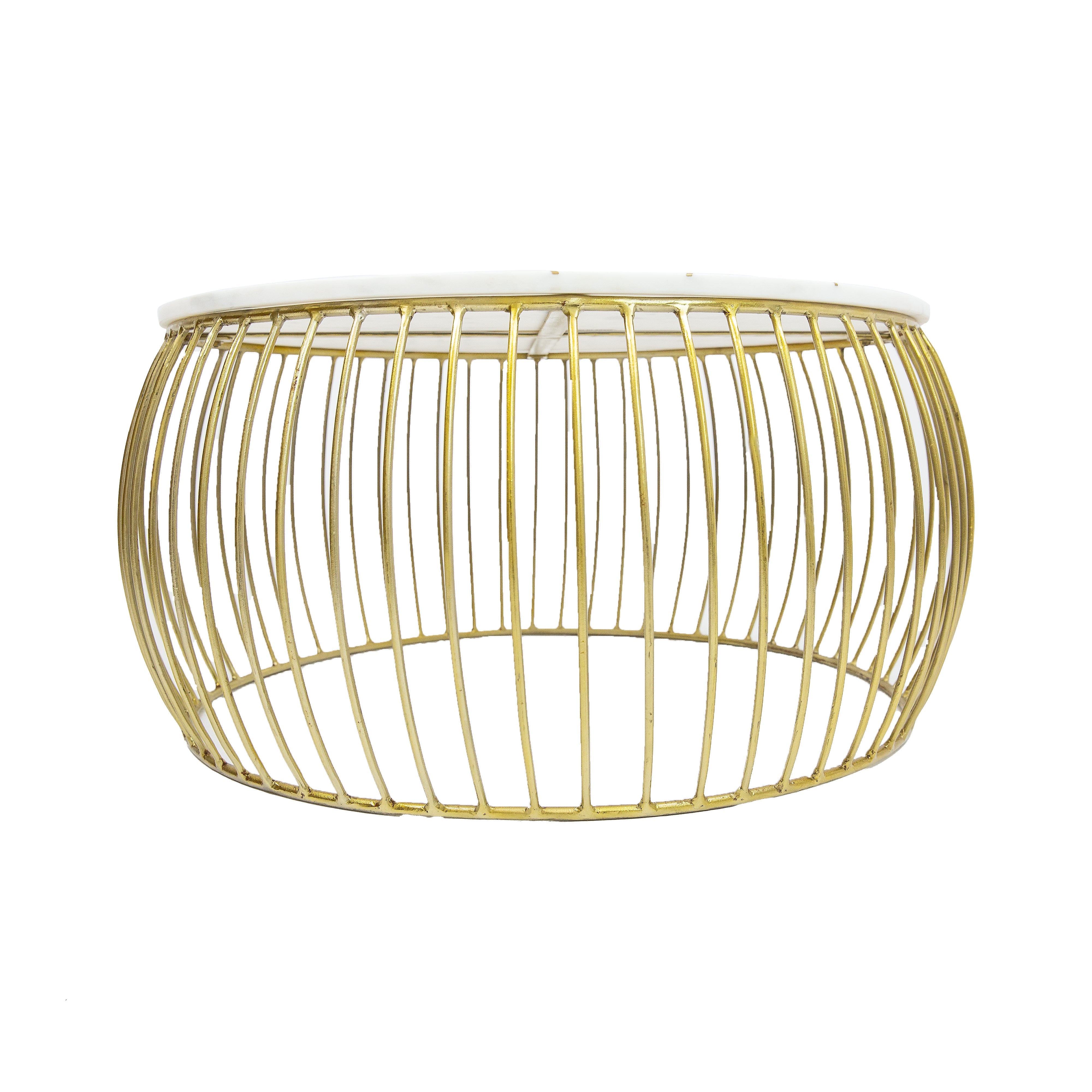 Katya Gold Round Marble Coffee Table Wire Metal Base