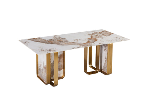 Pandora 71" Dining Table with Stainless brushed gold legs