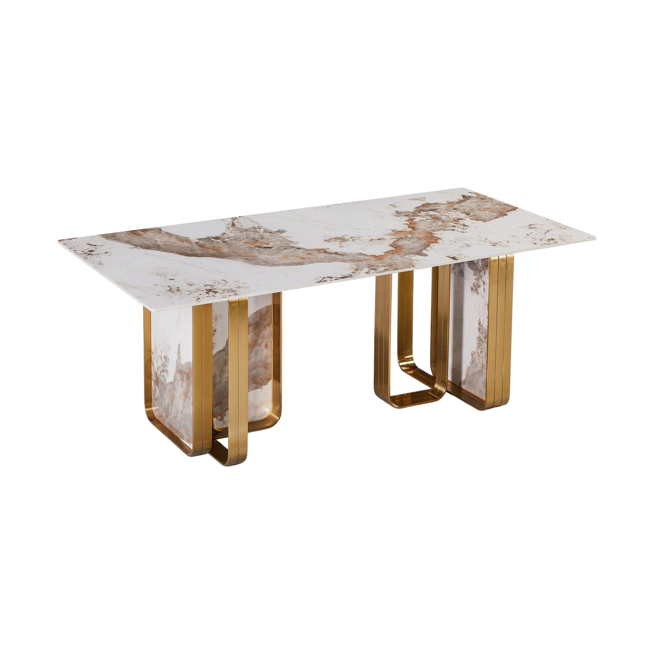Pandora 71" Dining Table with Stainless brushed gold legs