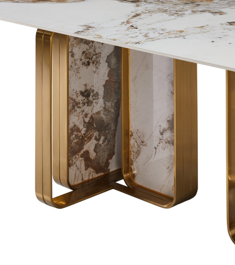 Pandora Dining Table with Stainless brushed gold legs