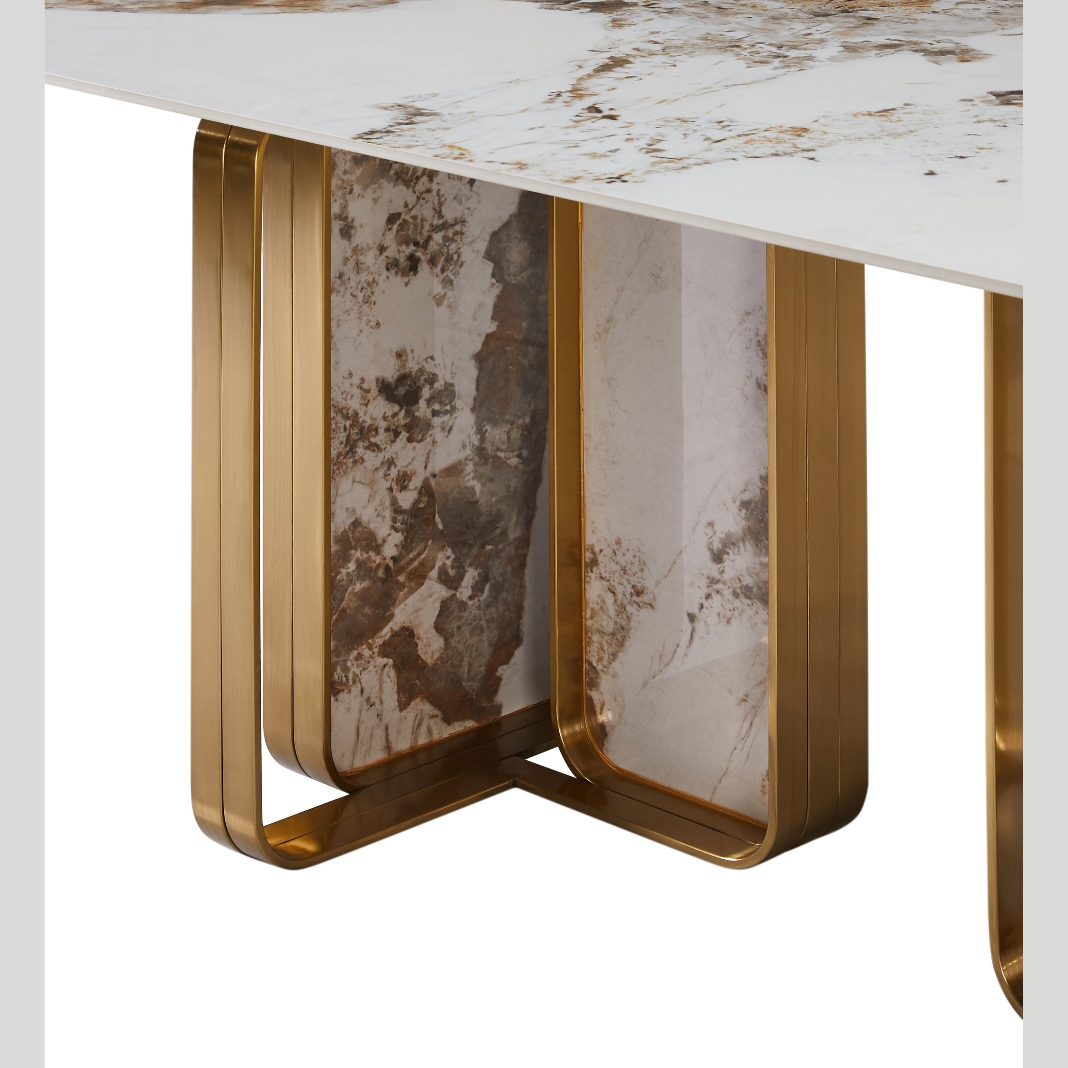Pandora Dining Table with Stainless brushed gold legs