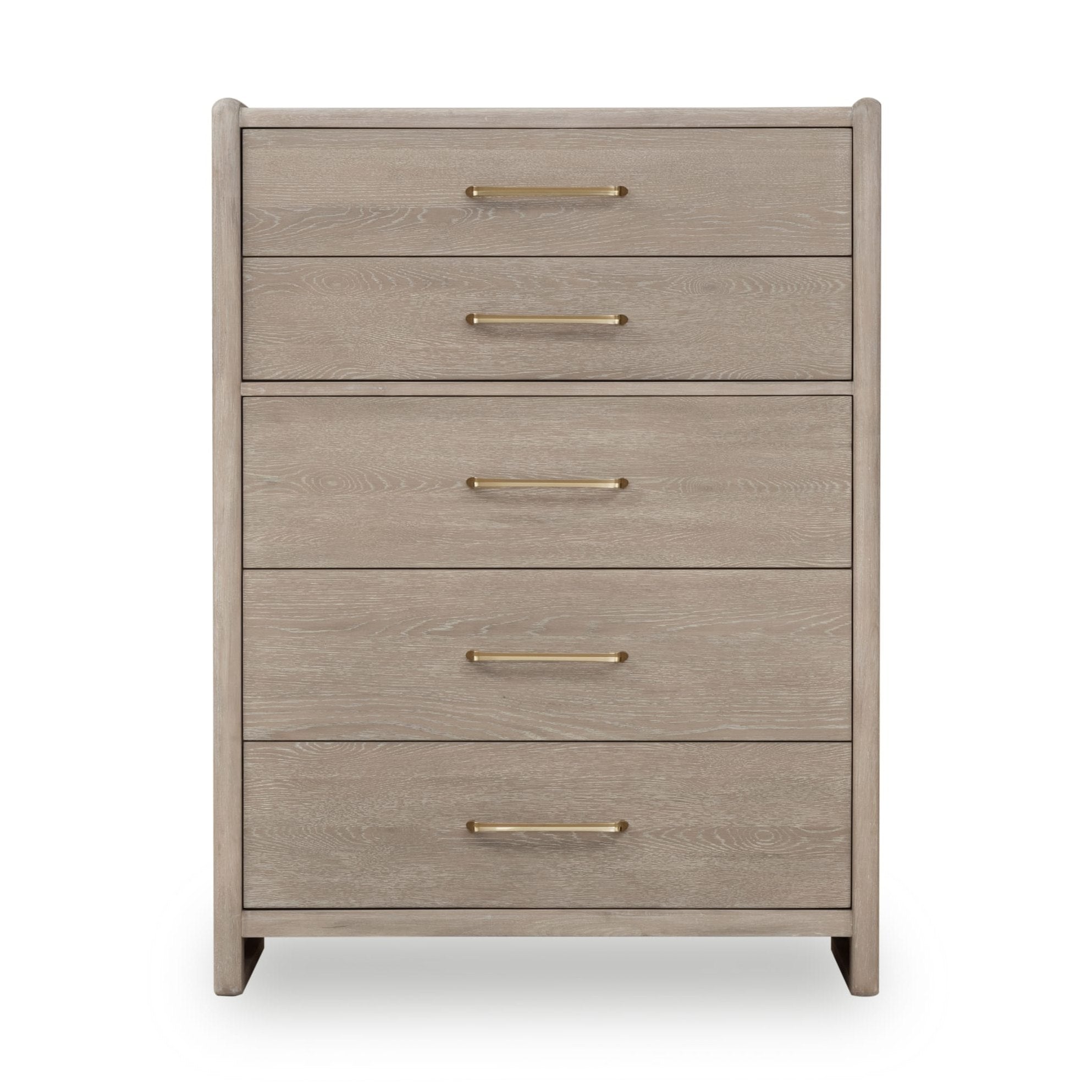Gardenia Five Drawer Oak Wood Chest in Chai