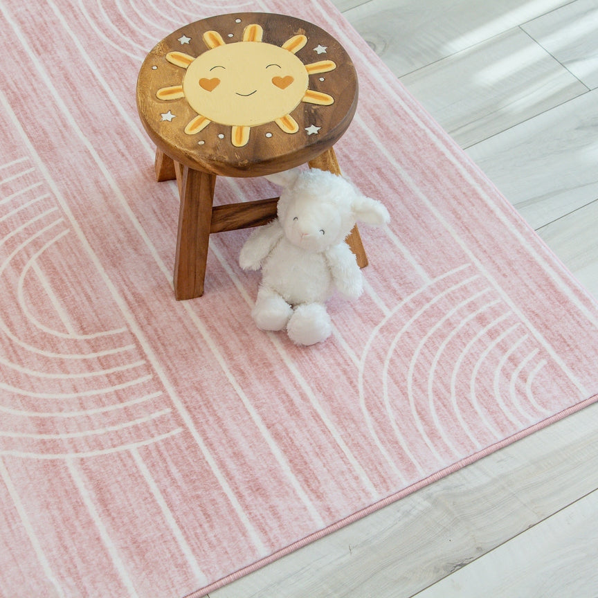 Pastel Pink Daisy Delight Area Rug