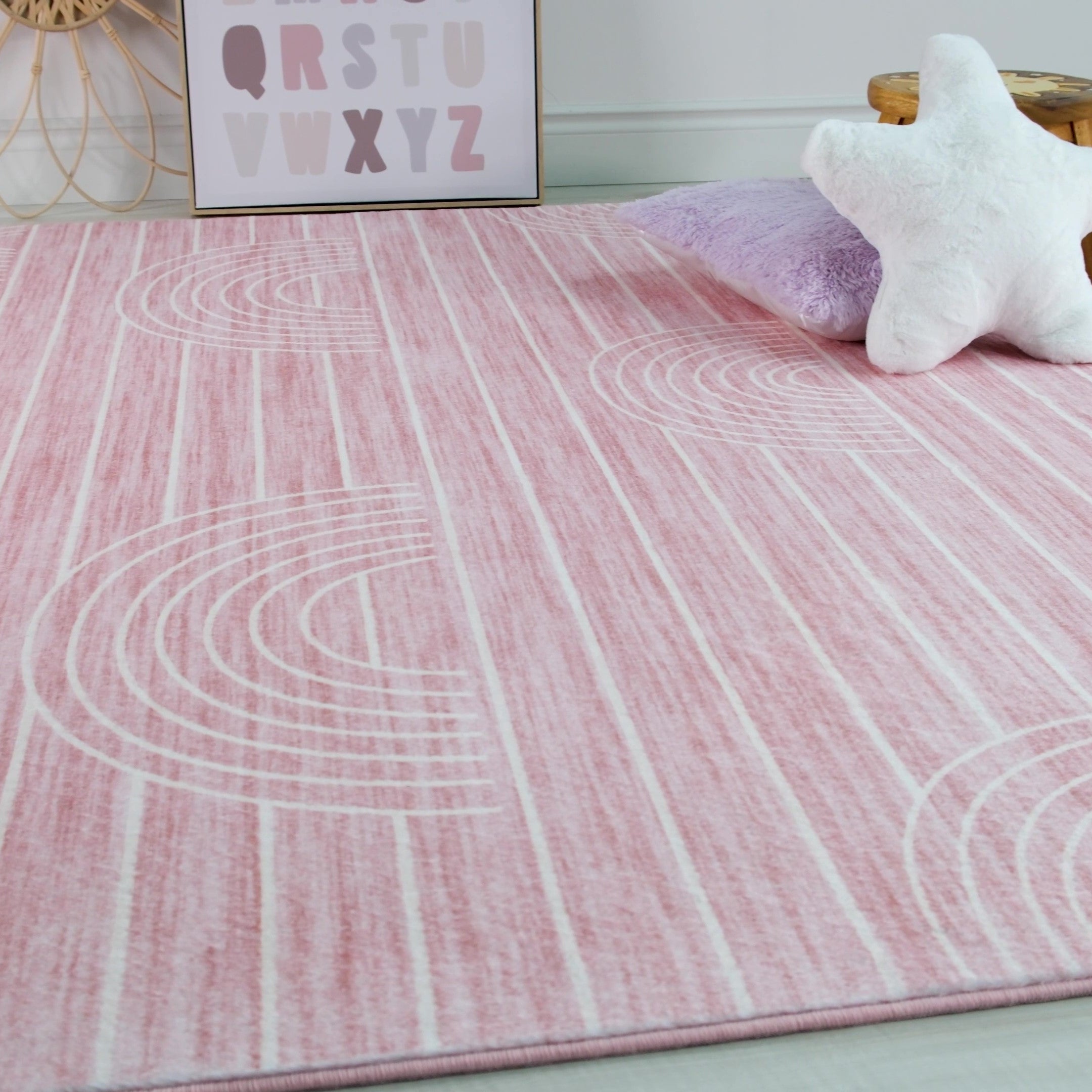 Pastel Pink Daisy Delight Area Rug