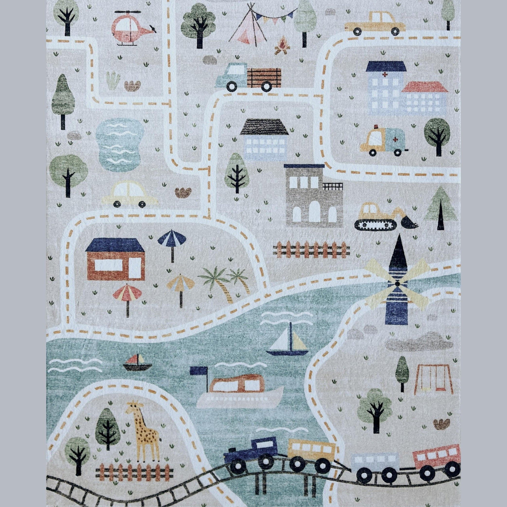 Daisy Blue Modern Floral Area Rug
