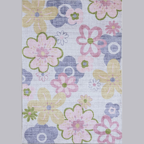 Blush Bloom Daisy Patterned Rug Pink
