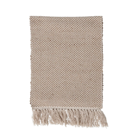 Woven Jute and Cotton Table Runner with Fringe