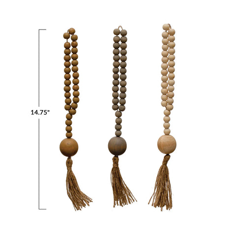 Wood Beads w/ Jute Rope Tassel