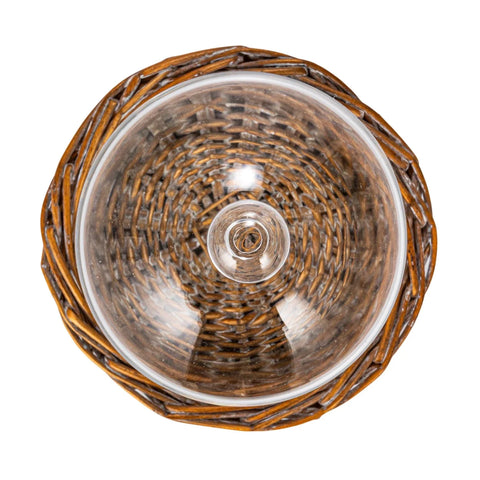 Decorative Glass Cloche w/ Woven Willow Base - Set of 2