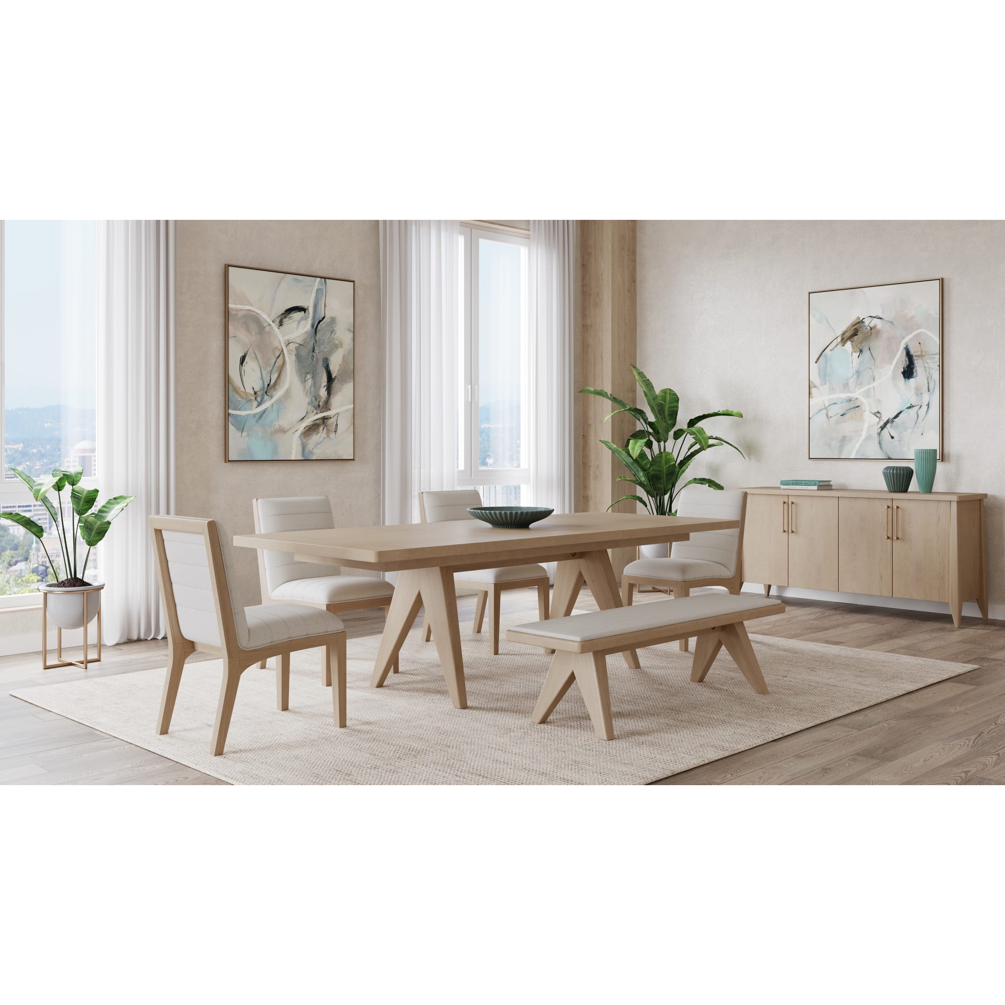Sumire Ash Wood Rectangular Extension Table in Ginger