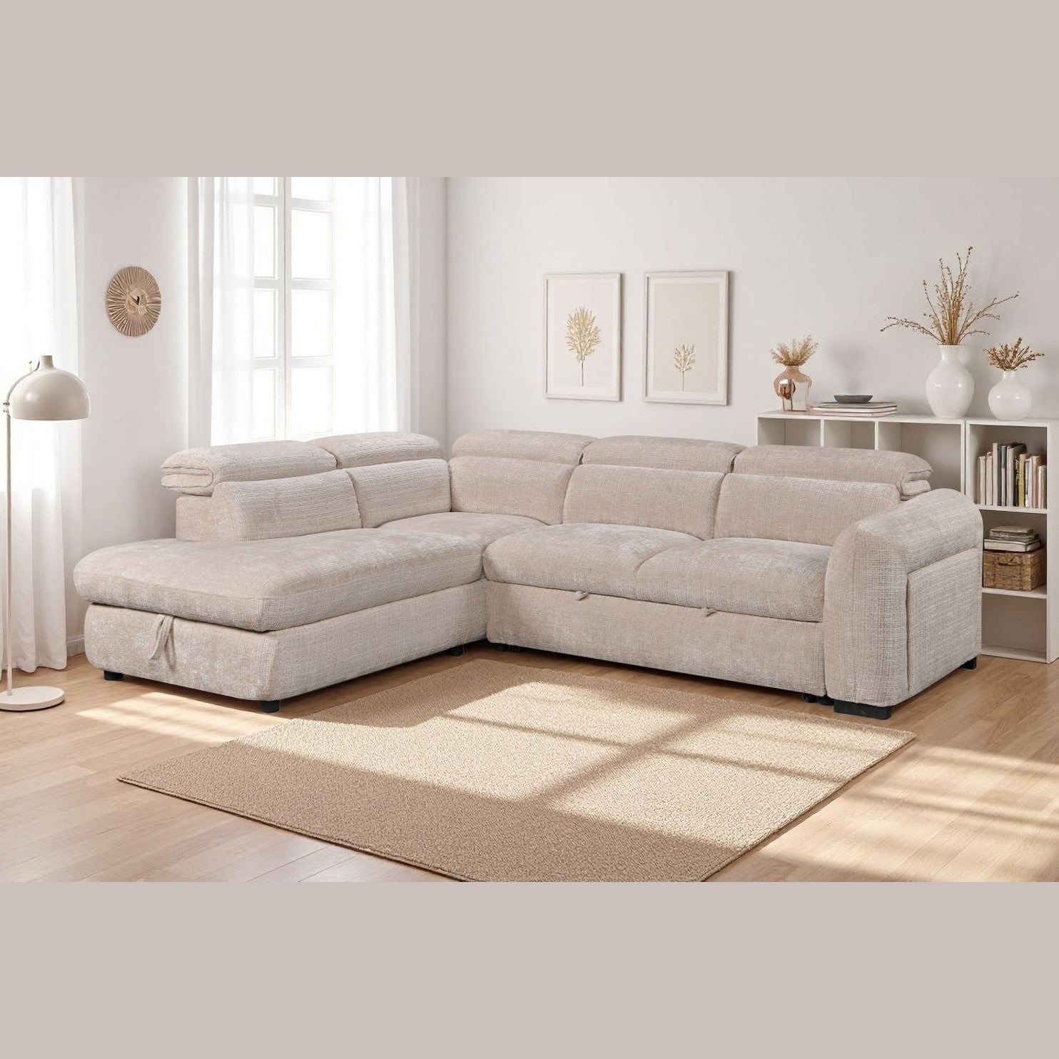 Elarve Pull-Out Sleeper Sectional with Storage Chaise