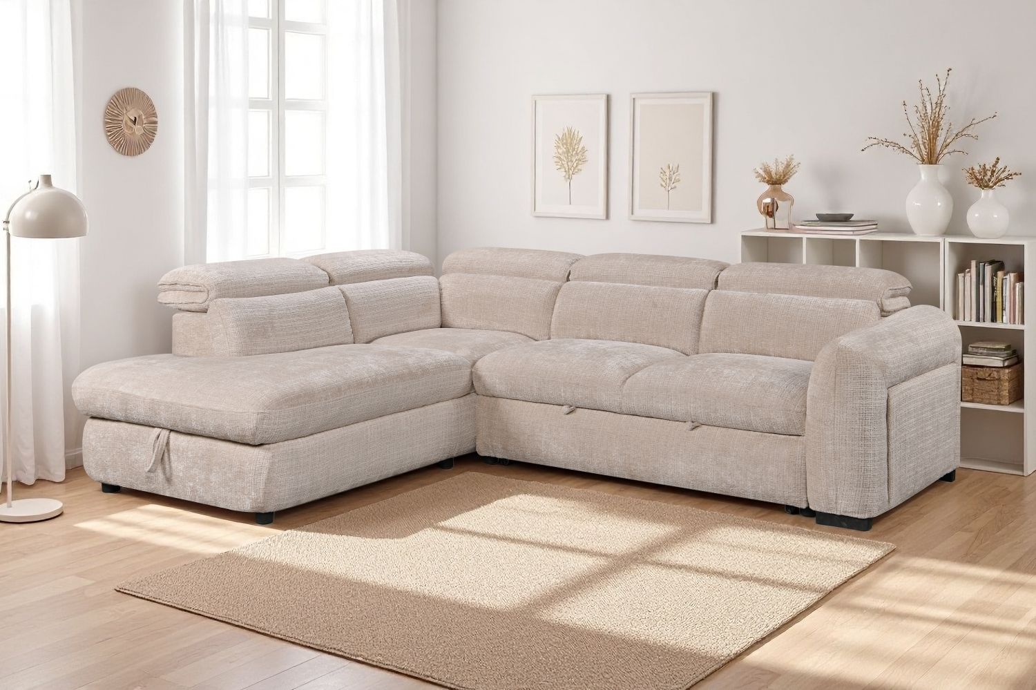 Elarve Pull-Out Sleeper Sectional with Storage Chaise