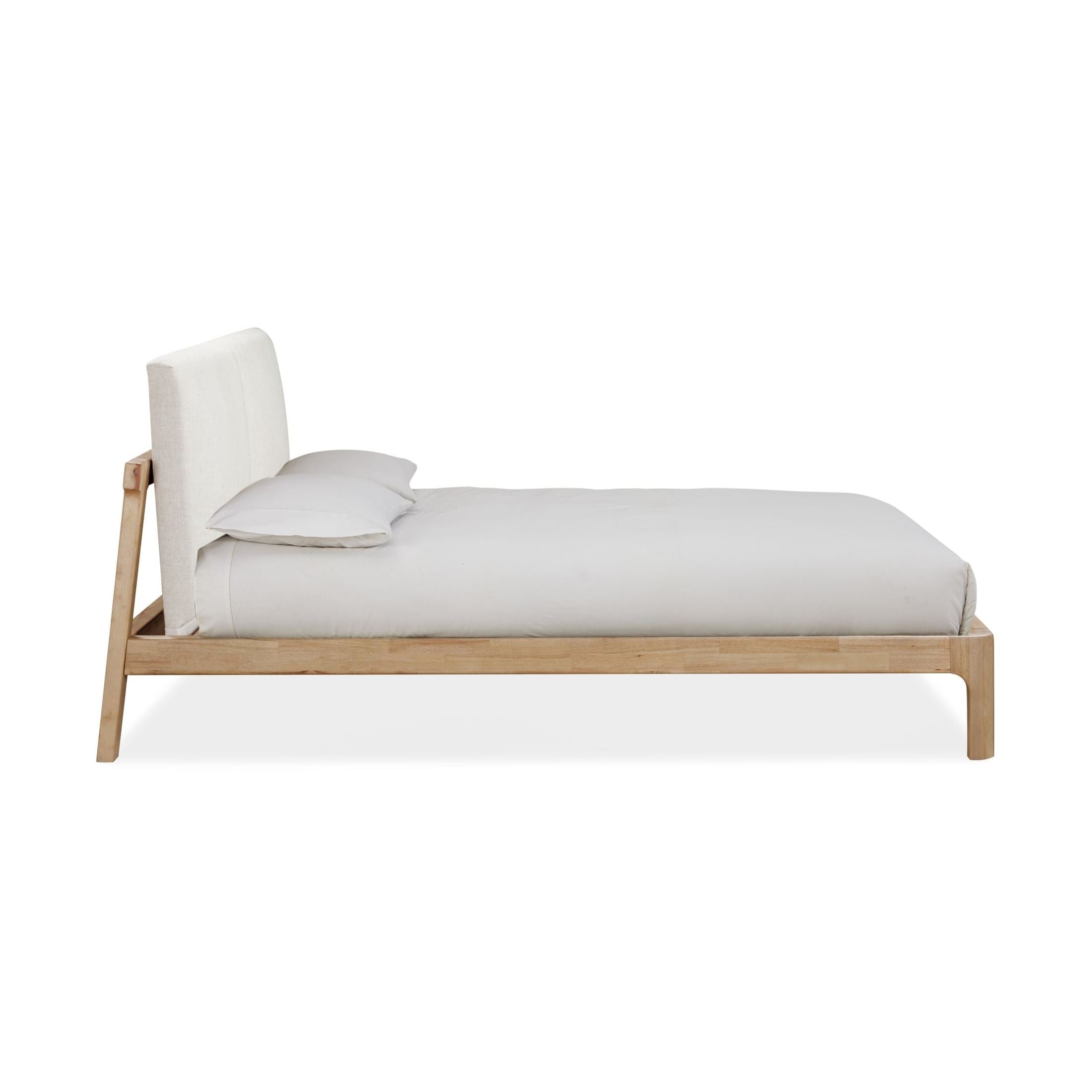 Furano Upholstered Two Cushion Platform Bed in Ginger and Natural Linen