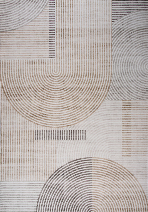 Europa Beige Geometric Modern Rug – 5x8
