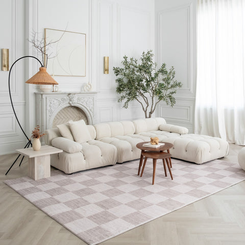 Europa Beige Checkered Rug – 5x8