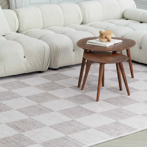 Europa Beige Checkered Rug – 5x8