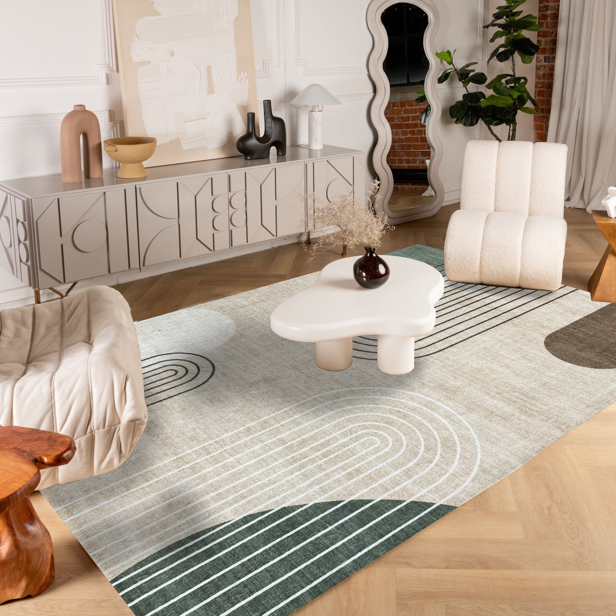 Europa Beige Subtle Stripe Modern Rug