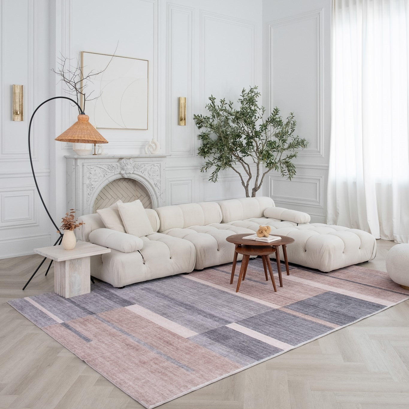 Europa Brown Contemporary Grid-Style Rug