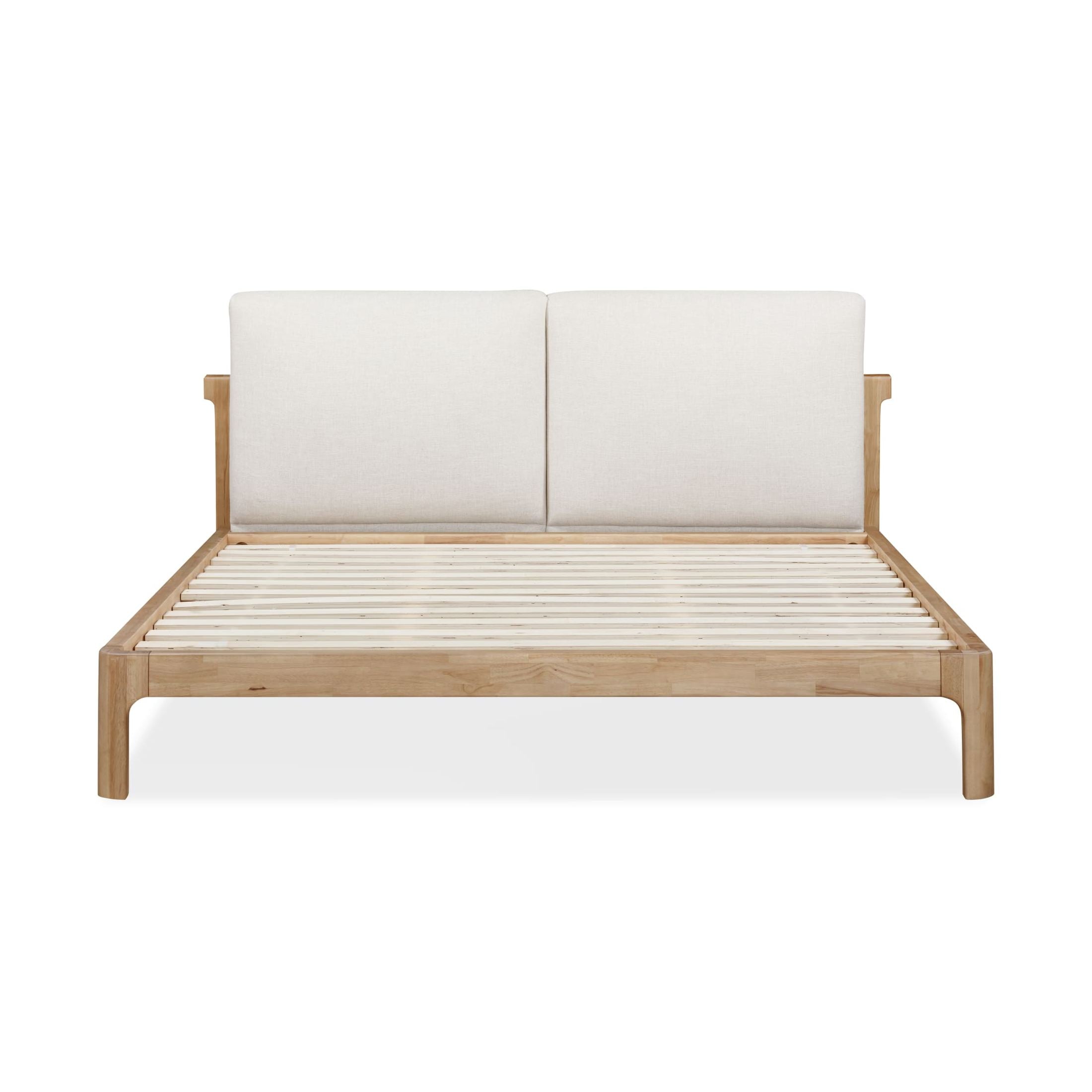 Furano Upholstered Two Cushion Platform Bed in Ginger and Natural Linen