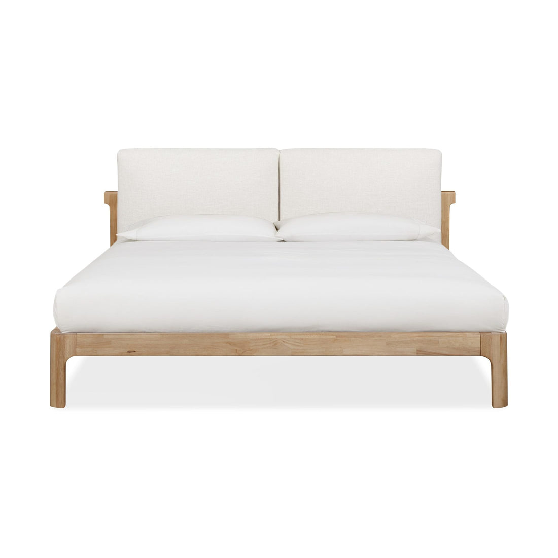 Furano Upholstered Two Cushion Platform Bed in Ginger and Natural Linen