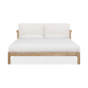 Furano Upholstered Two Cushion Platform Bed in Ginger and Natural Linen
