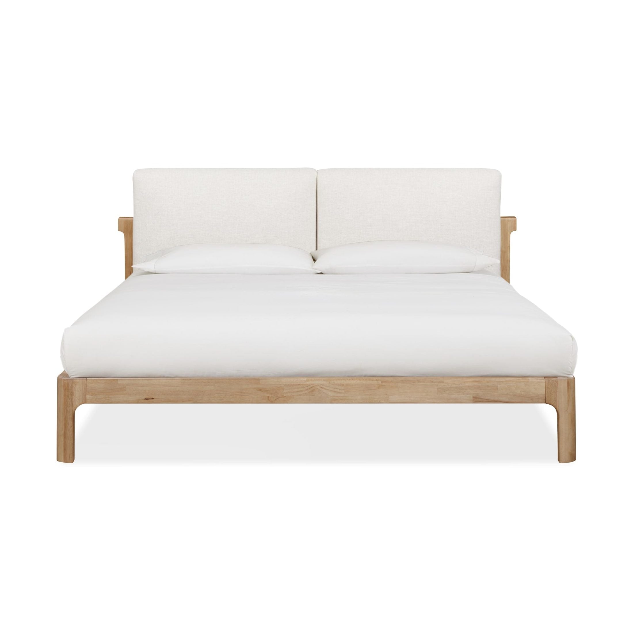 Furano Upholstered Two Cushion Platform Bed in Ginger and Natural Linen