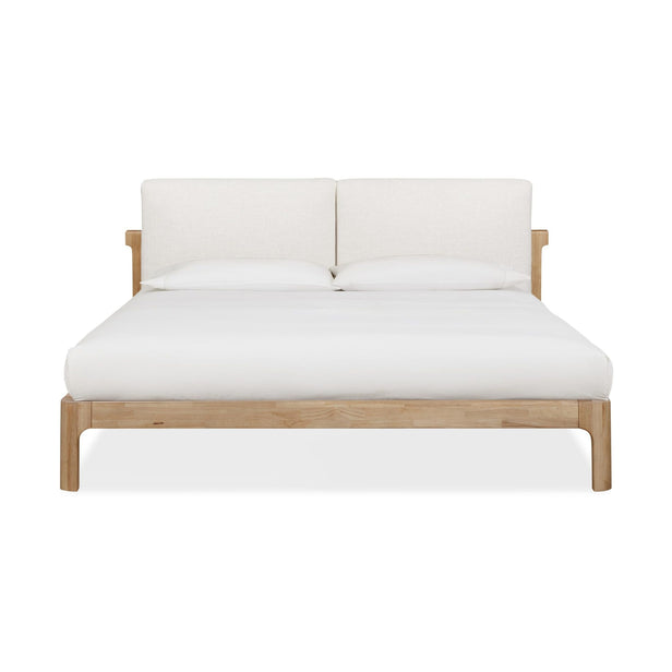 Furano Upholstered Two Cushion Platform Bed in Ginger and Natural Linen
