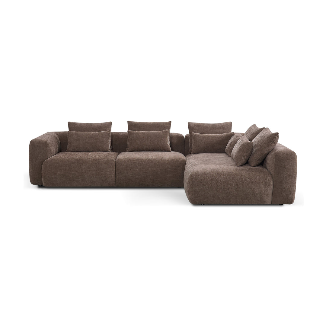 Livio Modern Sectional Sofa with Right Chaise - Chocolate Brown